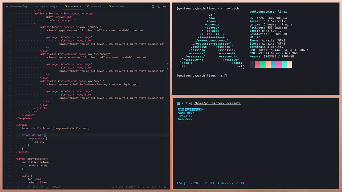 Screenshot of my work environment