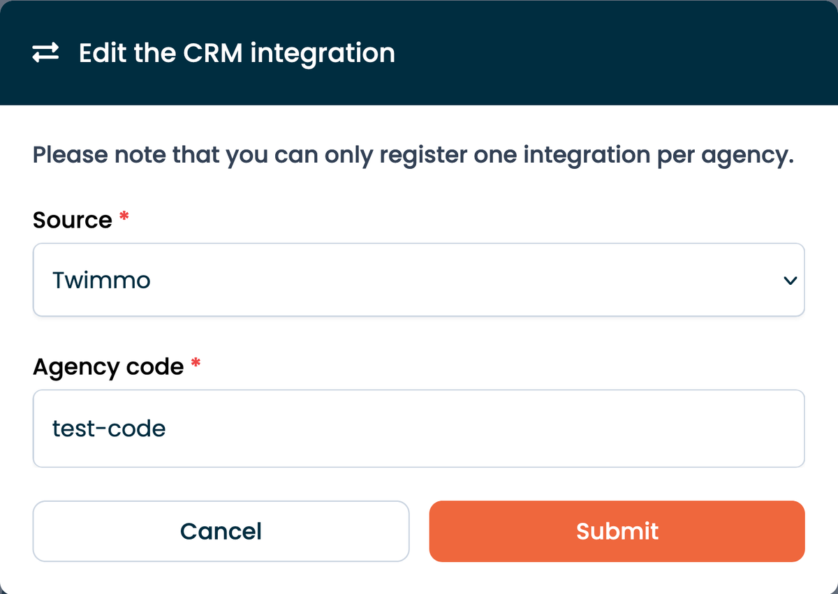 New CRM integration form