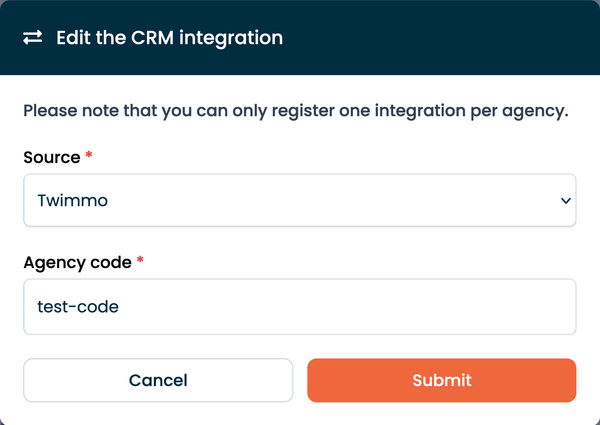 New CRM integration form