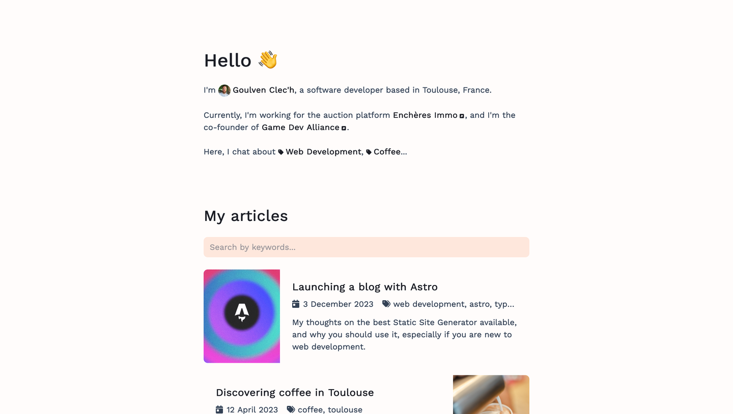A screenshot of this blog's homepage